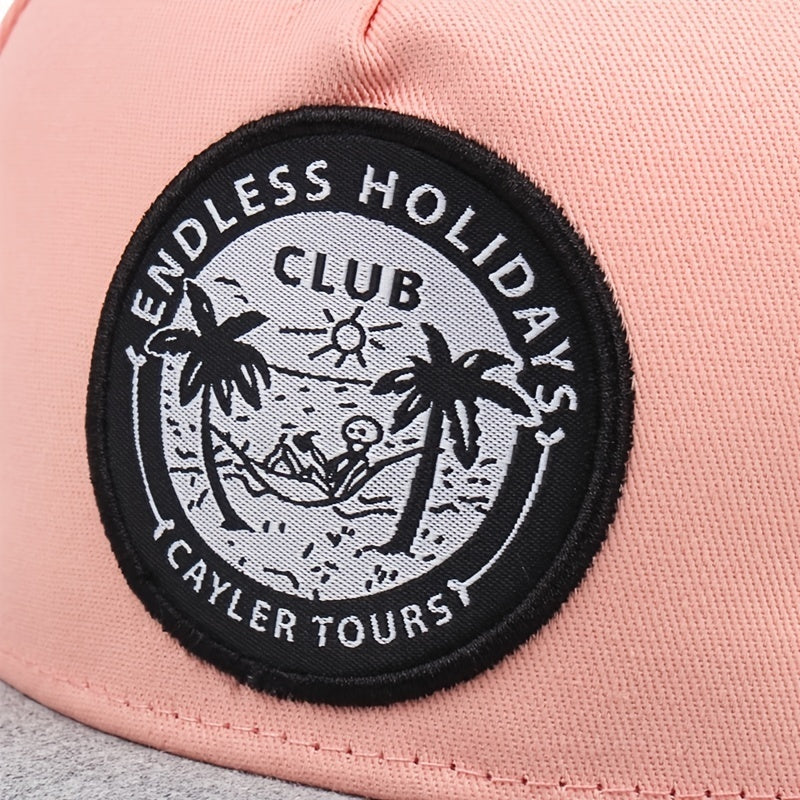 1pc CLUB Men's Pink Hip Hop Flat Brim Hat