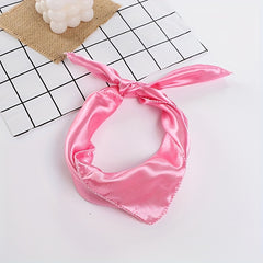Solid Square Scarf Satin Neckerchief Bandana Head Wrap Hair Accessories