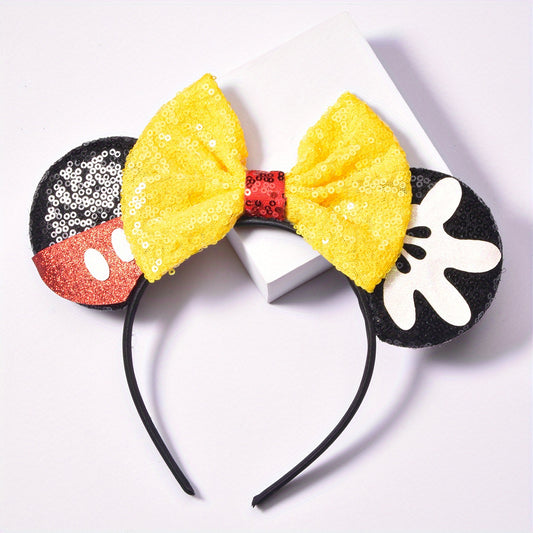Sequin Bow Mouse Ear Headband Hair Accessories for Parties Girls Gift