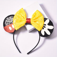 Sequin Bow Mouse Ear Headband Hair Accessories for Parties Girls Gift