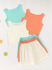 3-Piece Lounge Set Crew Neck Top & Shorts Women's Loungewear