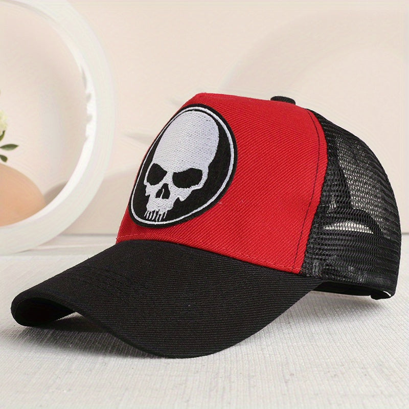 Men's Summer Mesh Baseball Cap with Skull Embroidery