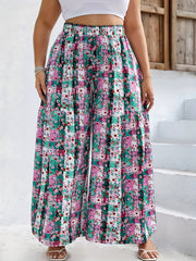 Plaid & Floral Wide Leg Pants