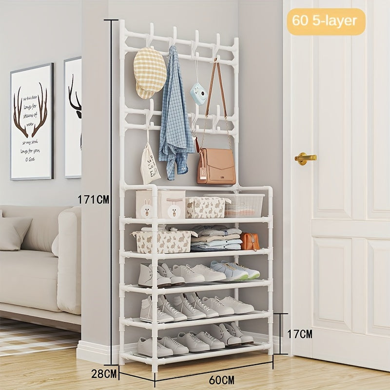 Multifunctional Coat Rack Bathroom Shelves Shoe Storage Coat Hooks
