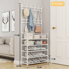 Multifunctional Coat Rack Bathroom Shelves Shoe Storage Coat Hooks