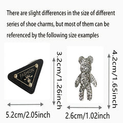 Triangle Silver Pearl Bear Rhinestone Shoe Decor Set