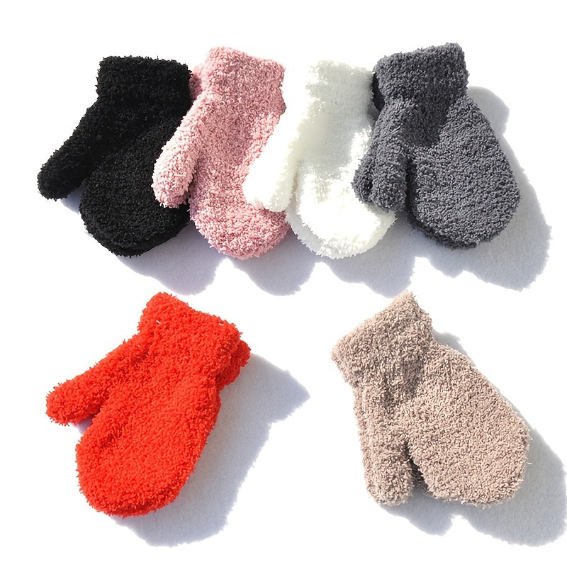 Cozy Thermal Plush Baby Mittens Winter Windproof Gloves