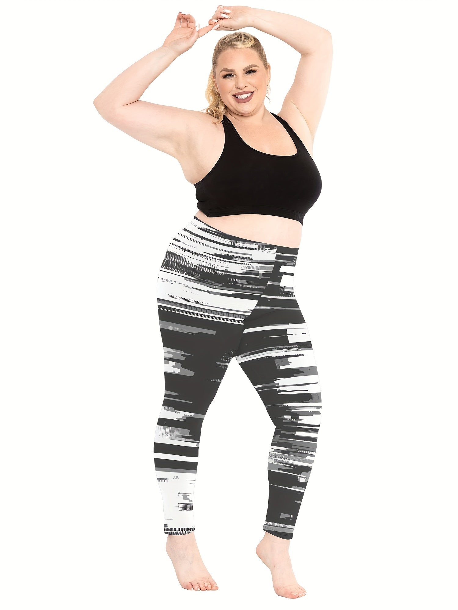 Colorblock Geometric Print Stretch Leggings