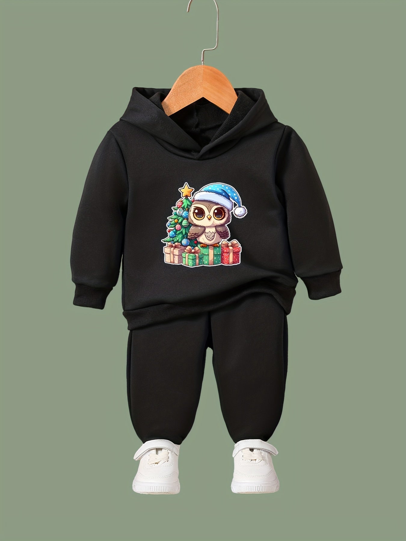 Girls Christmas Animal Pattern Sweatshirt Top Sweatpants Set