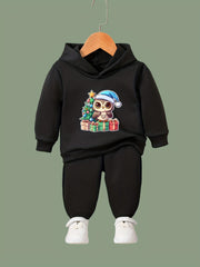 Girls Christmas Animal Pattern Sweatshirt Top Sweatpants Set