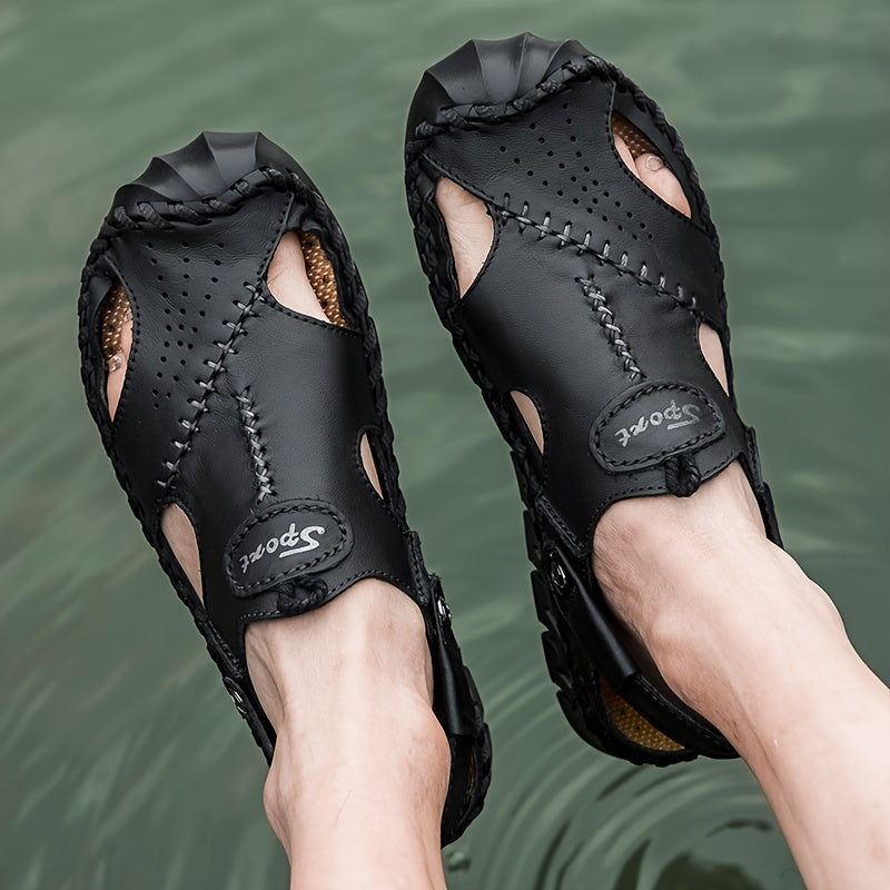 Men's Leather Non-slip Sandals Durable Quick Dry Beach Shoes