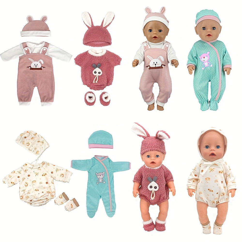 4pcs Doll Clothes Set Bodysuit 17-inch Reborn One, Various Colors