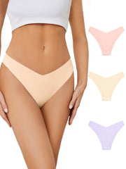 3pcs Seamless Solid Briefs Breathable Intimates Panties