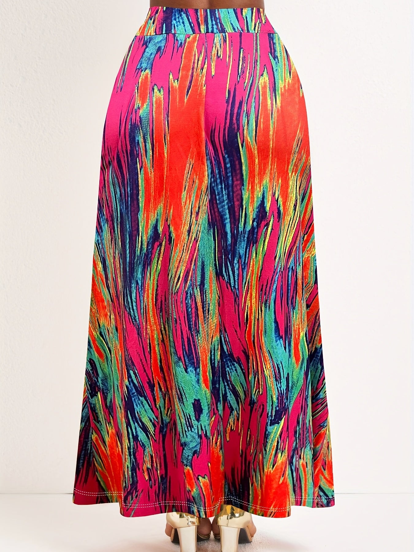 Tie Dye Slim Maxi Skirt Drawstring Pocket Women's Clothing