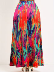 Tie Dye Slim Maxi Skirt Drawstring Pocket Women's Clothing
