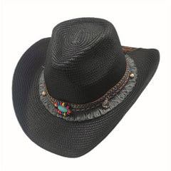 Men's Wide Brim Straw Cowboy Hat for Summer Beach Travel Golf Garden