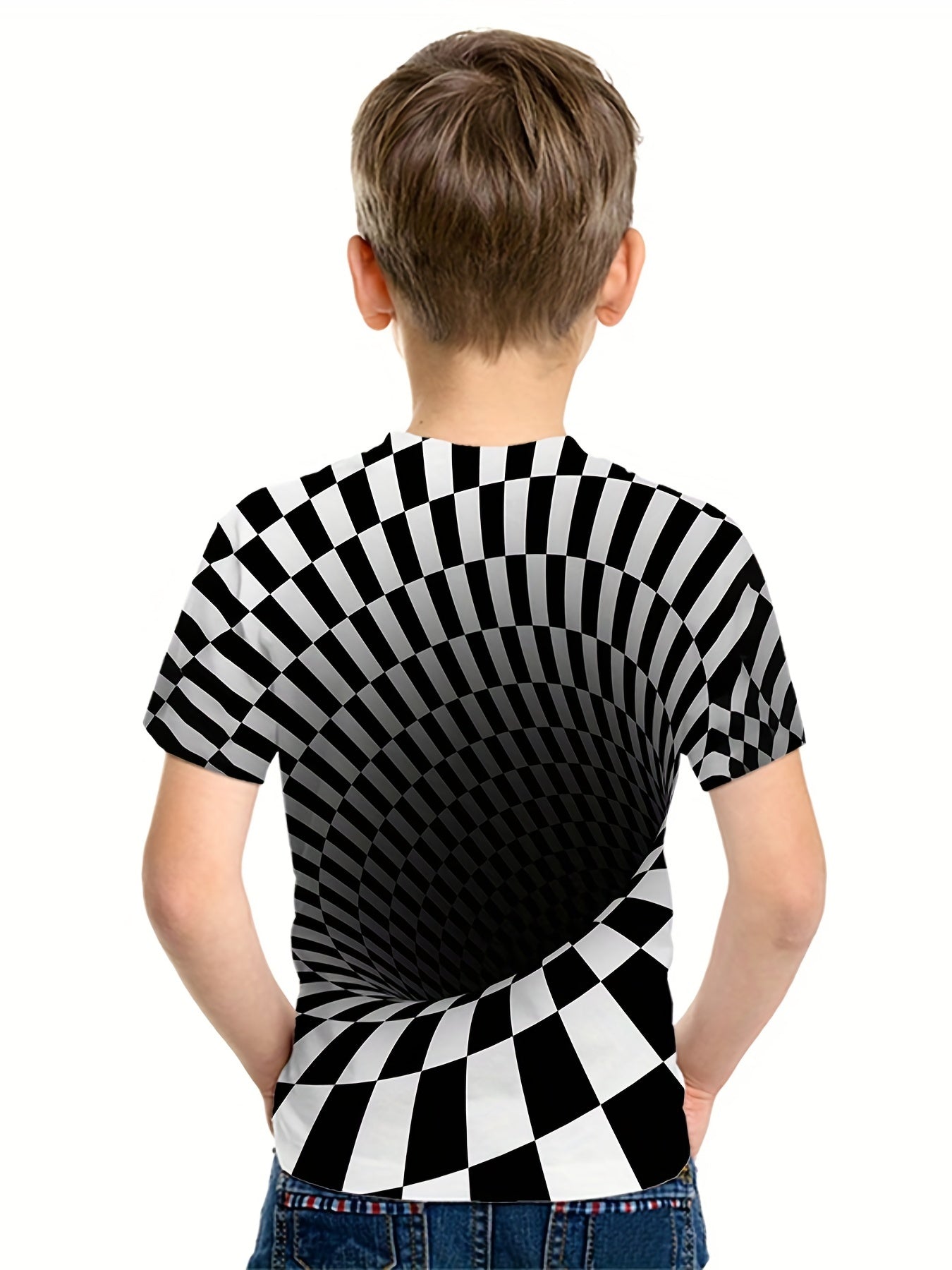 Boys 3D Vision Illusion T Shirt Breathable Casual Tee for Summer