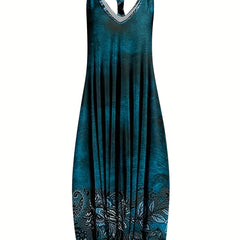 Paisley Print V Neck Harem Jumpsuit Spaghetti Strap Casual Summer Clothing