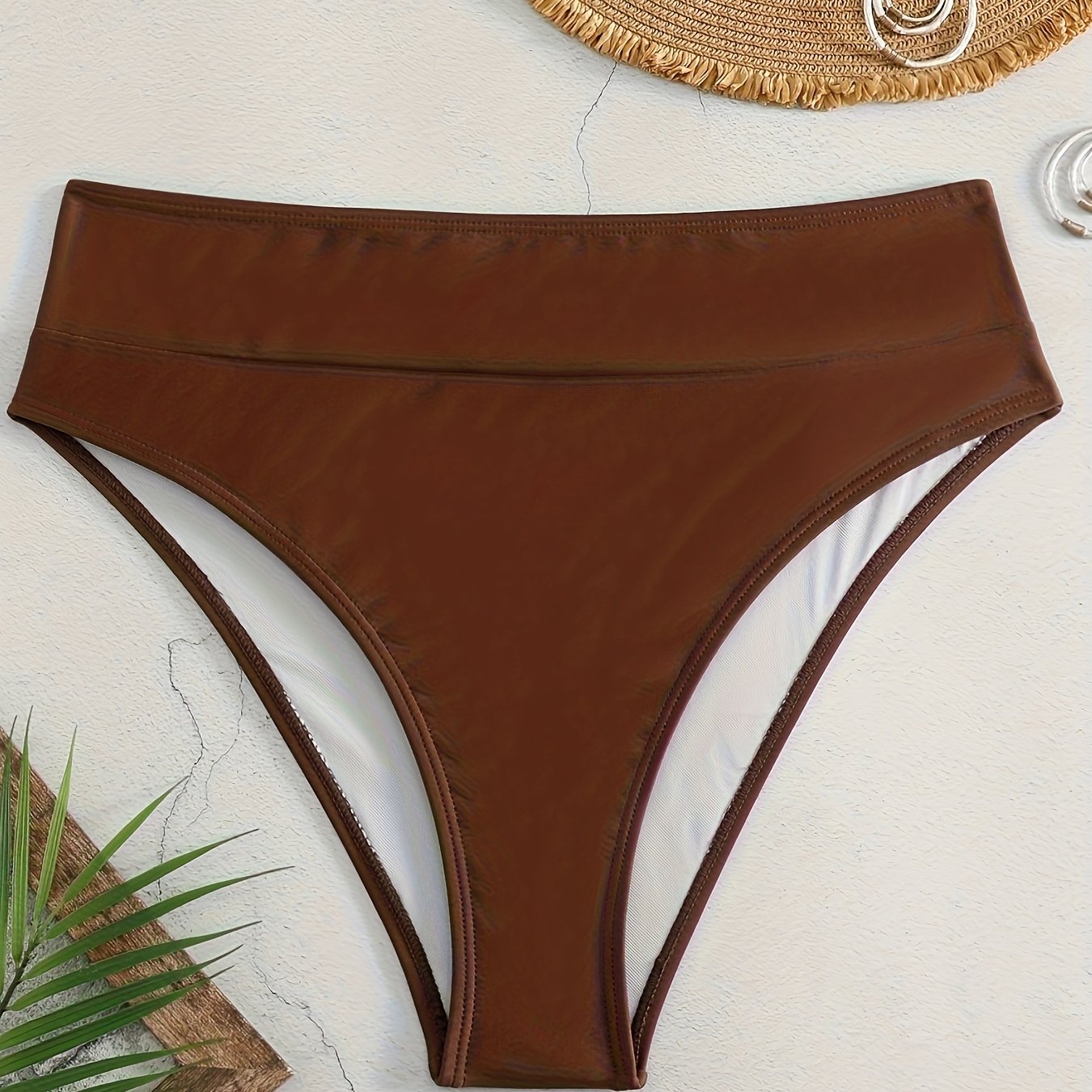 Modest Bikini Bottoms Women's Plus Solid High Rise Swimwear Panty