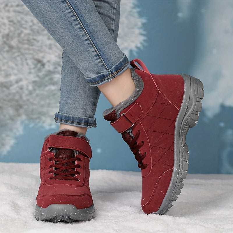 Winter Warm Waterproof Snow Boots Lace Up Comfortable Short Boots