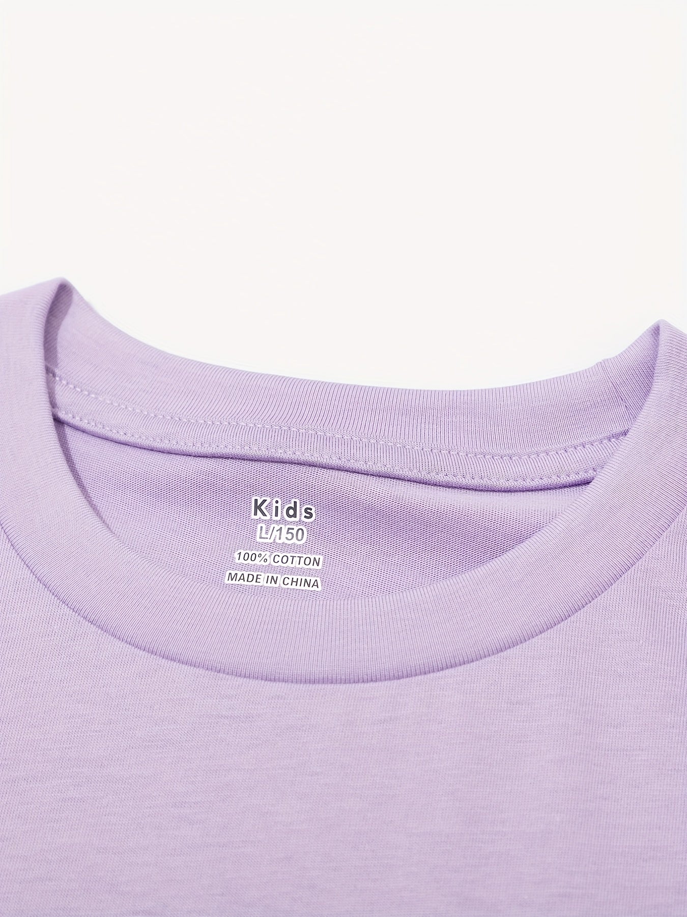Kids Plain Cotton T Shirt Breathable Crew Neck Short Sleeve Top