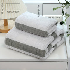 2pcs Striped Towel Set Soft Absorbent