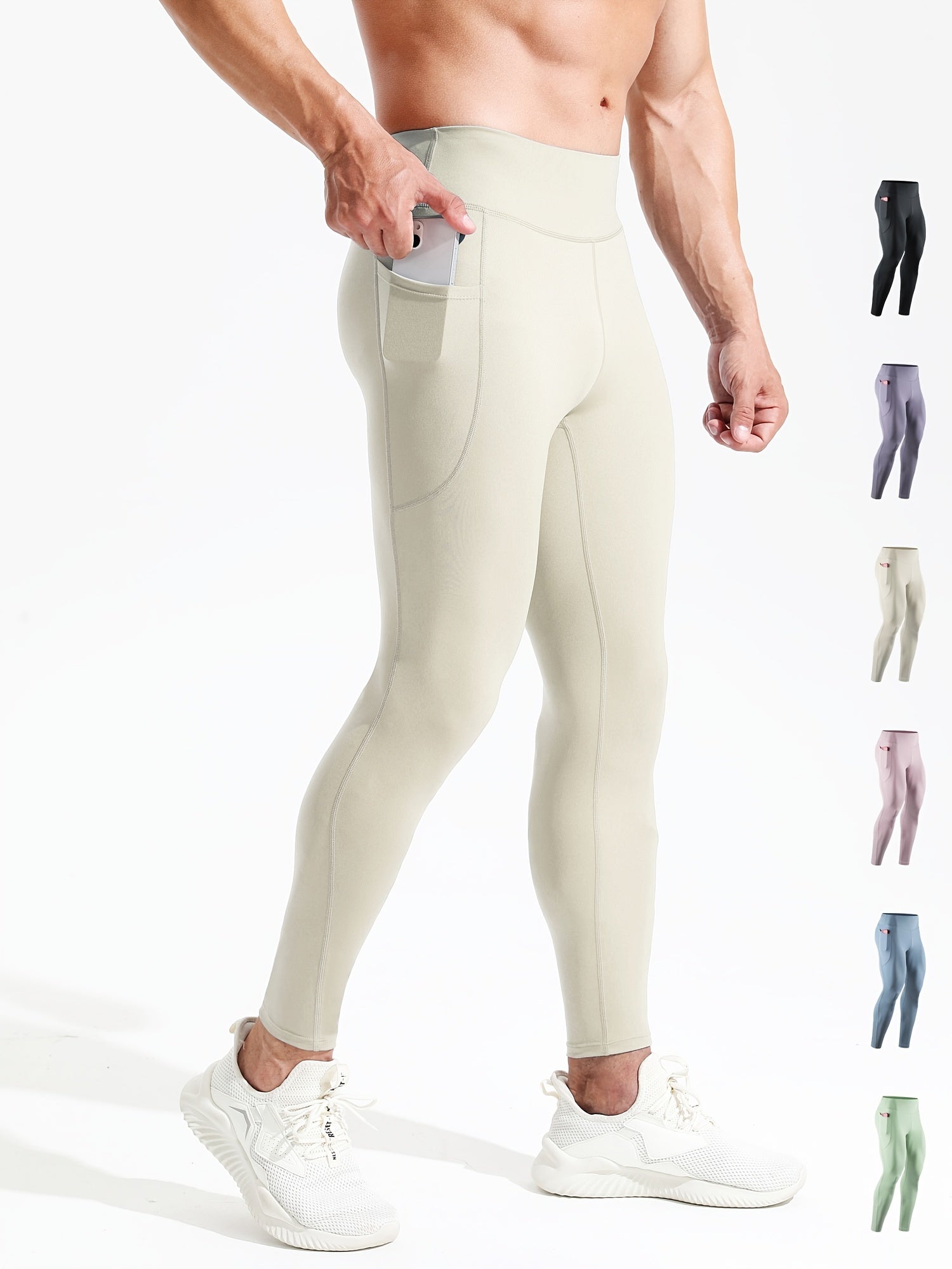 Men's High Waist Compression Legging Tights for Training Fitness