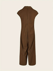 Minimalist Button Wide Leg Jumpsuit Casual Short Sleeve Jumpsuit