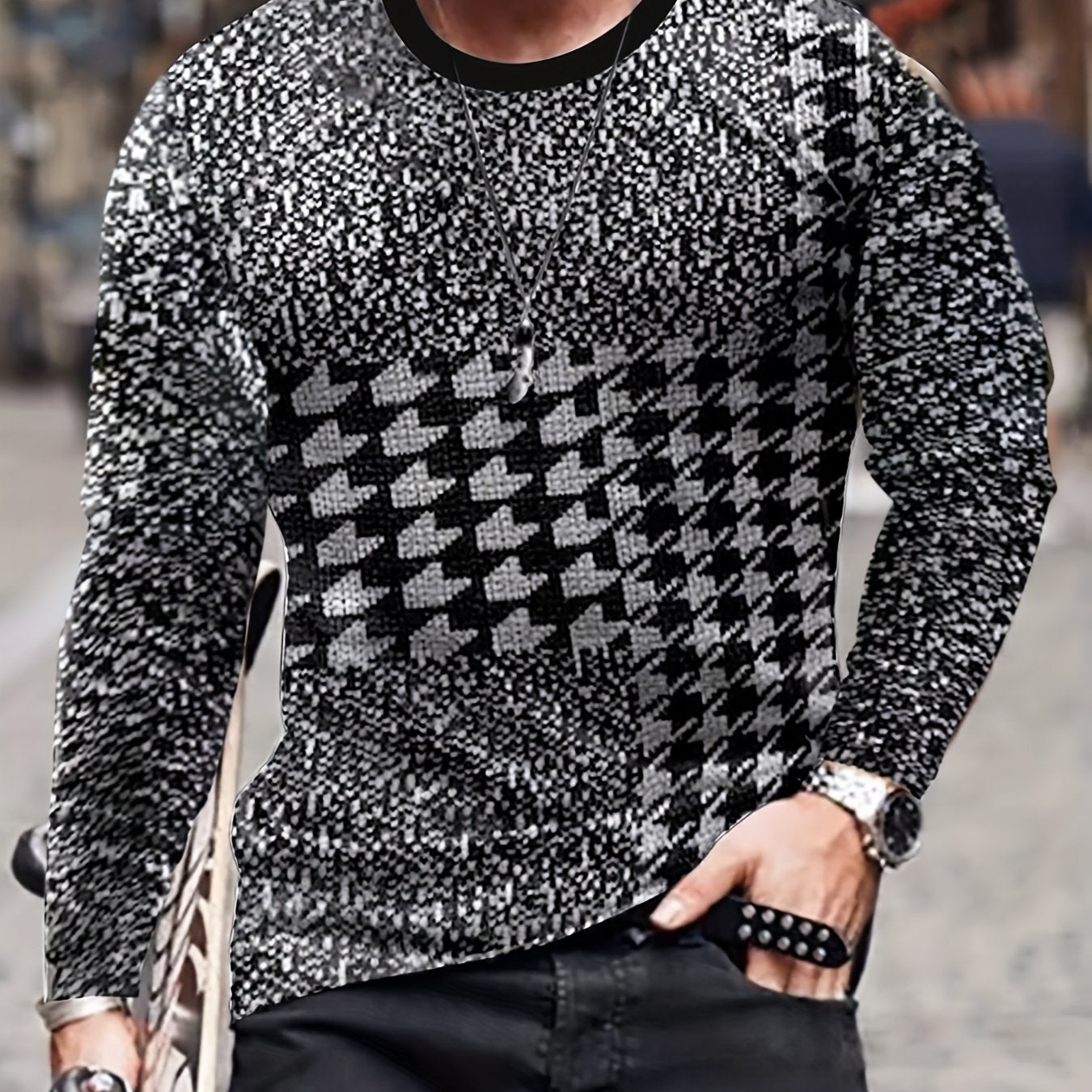 Men's Long Sleeve Vintage Novelty T Shirt for Autumn