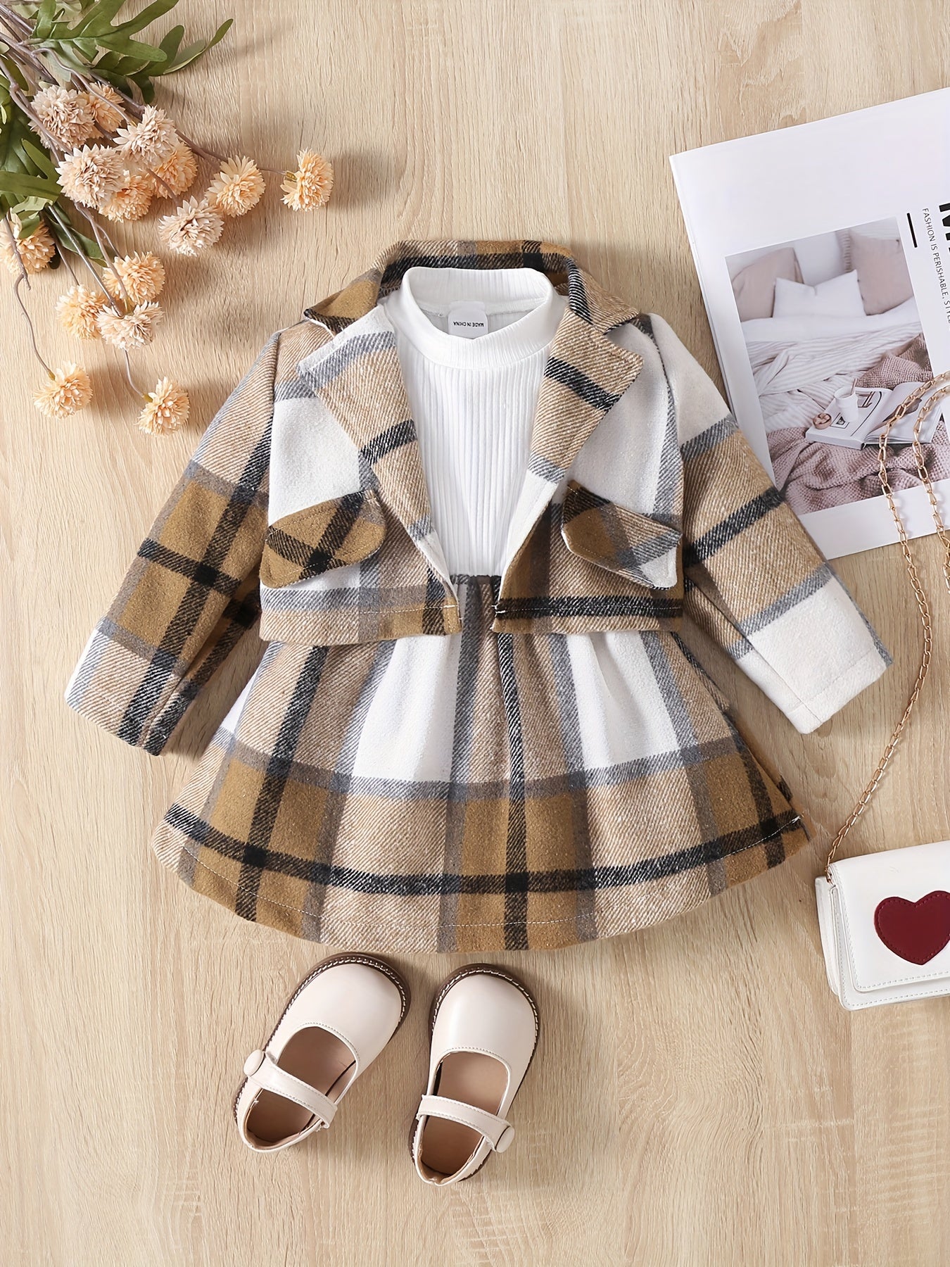 Stylish Plaid Outfit with Long Sleeve Coat