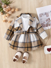 Stylish Plaid Outfit with Long Sleeve Coat
