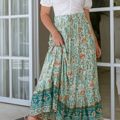 Floral Print High Rise Maxi Skirt Plus Size Women's Loose Fit Boho Long Skirt