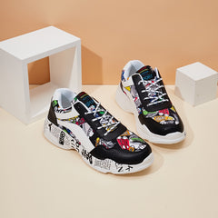 Women's Platform Printed Sneakers Lightweight Lace Up Running Shoes