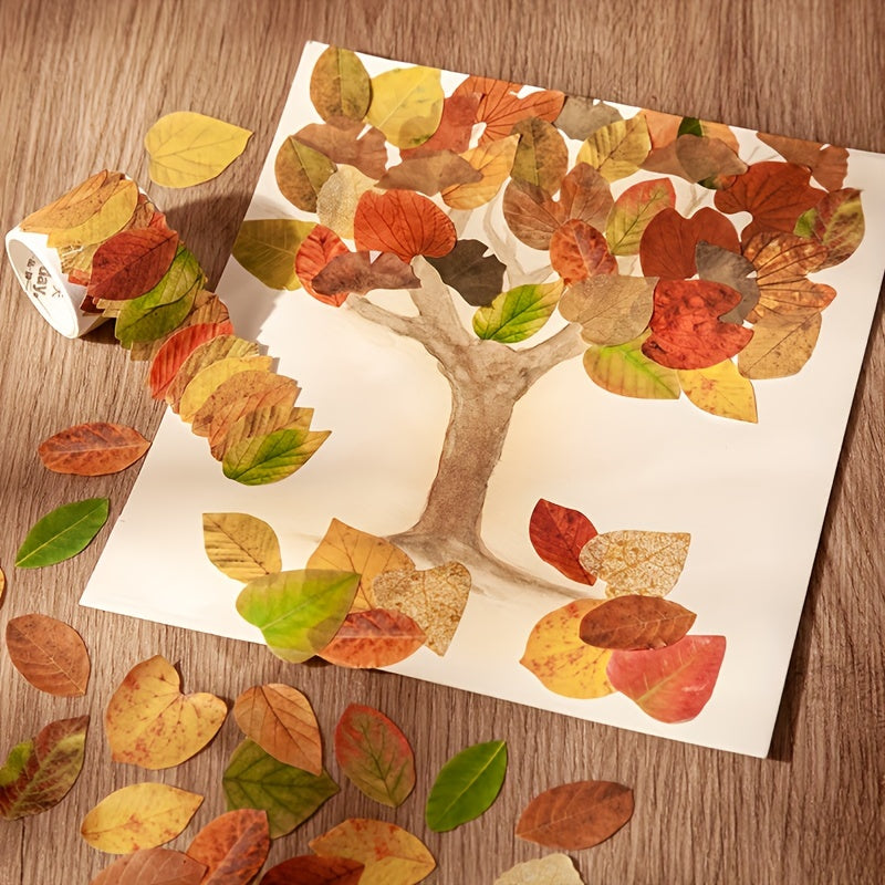 50pcs Fallen Leaves Washi Tape Autumn Decorative Stickers