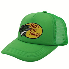 Mesh Trucker Cap Fish Pattern Breathable Baseball Hat for Fishing