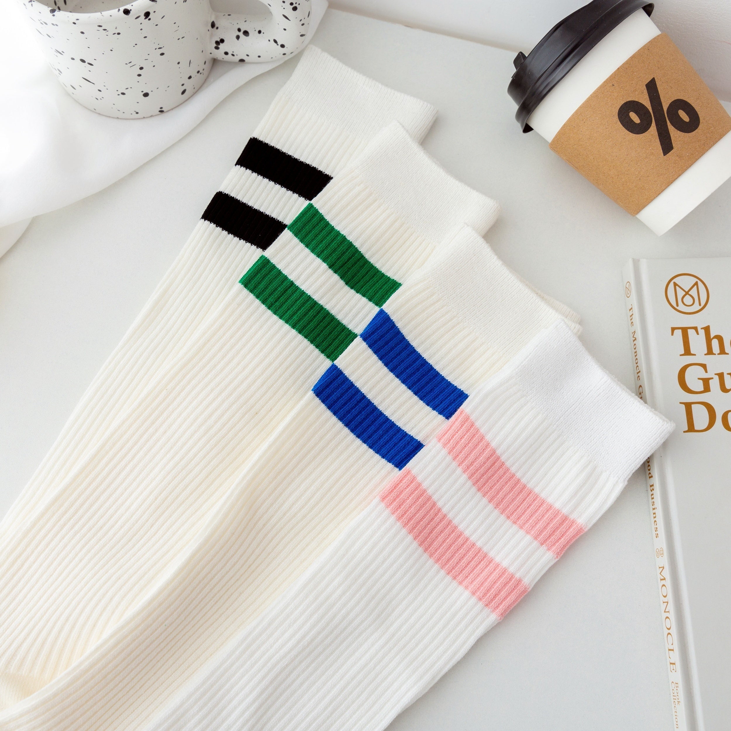 Women's Extra Long Opaque Striped Over Knee High Stockings Socks