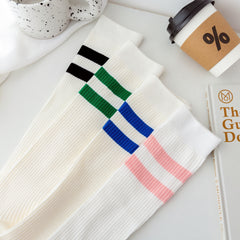 Women's Extra Long Opaque Striped Over Knee High Stockings Socks