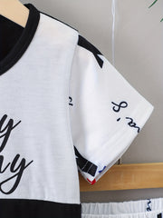 Boys Letter Print T Shirt and Shorts Set for Summer