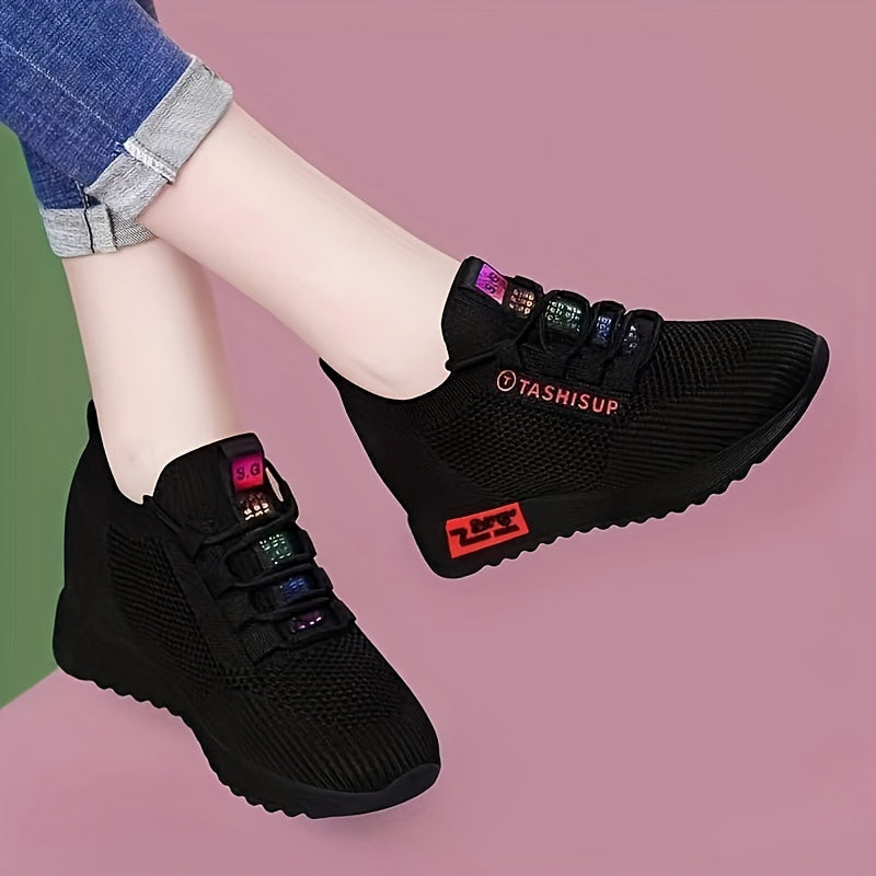 Letter Embroidered Mesh Breathable Soft Thick Sole Sneakers