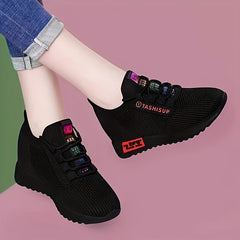 Letter Embroidered Mesh Breathable Soft Thick Sole Sneakers