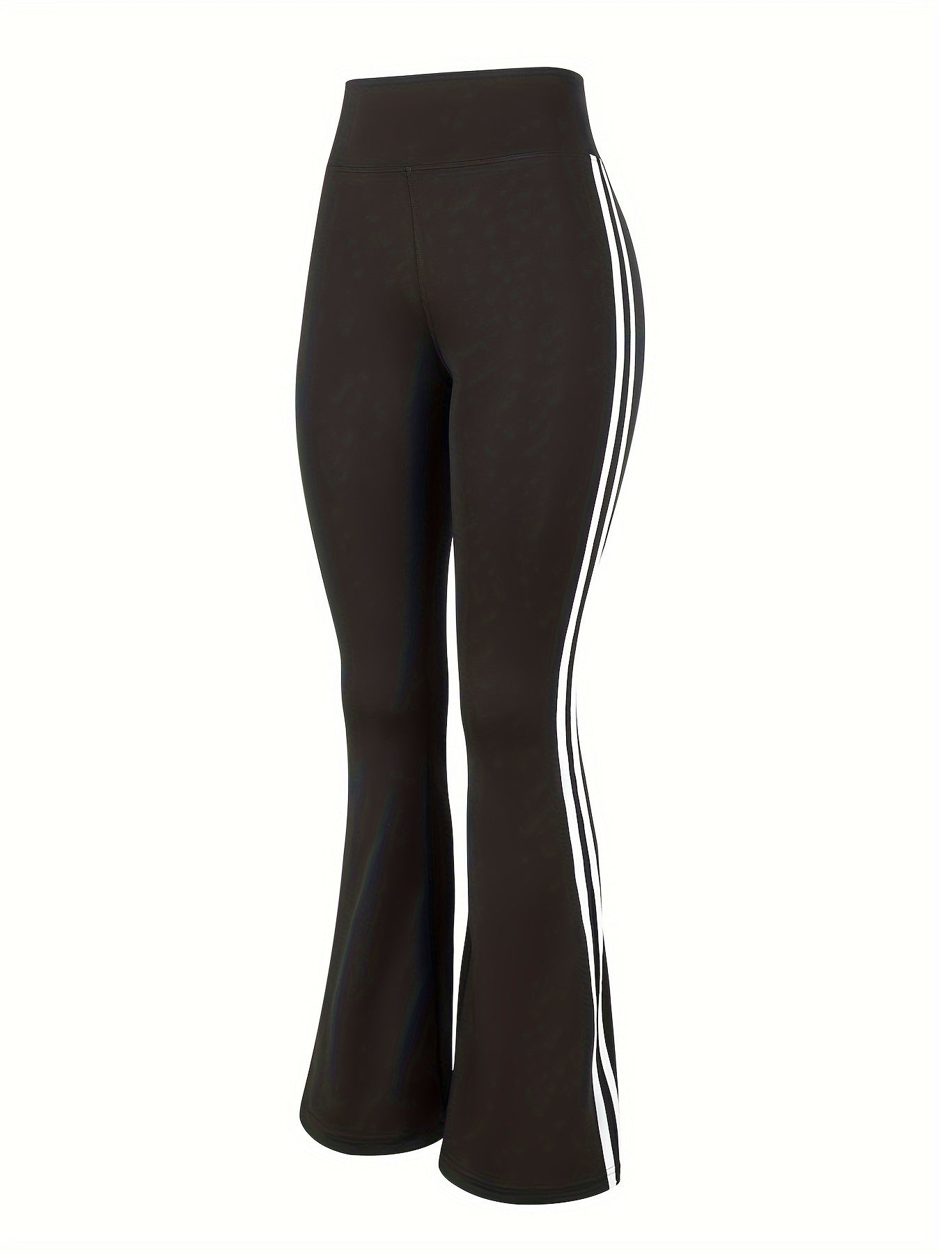High Waist Side Striped Flare Yoga Pants Soft Stretch Tummy Control