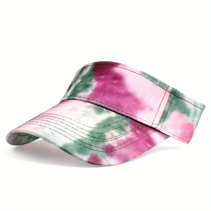 Purple Tie Dye Visor Hat Women UV Protection Lightweight Beach Sun Hats