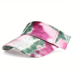 Purple Tie Dye Visor Hat Women UV Protection Lightweight Beach Sun Hats
