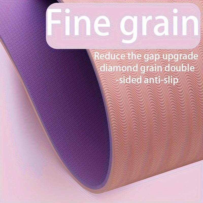 TPE Non-slip Yoga Mat 183x61x0.6cm Double Layer Fitness Mat