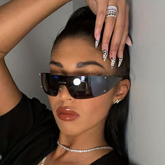 Y2K One piece Sunglasses Rivet Mirror Lens UV400