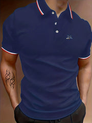 Wolf Head Print Polo Shirt Short Sleeve Outdoor Summer
