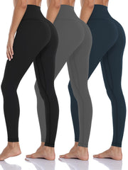 3Pcs High Waist Yoga Pants Butt Lifting Tummy Control Leggings