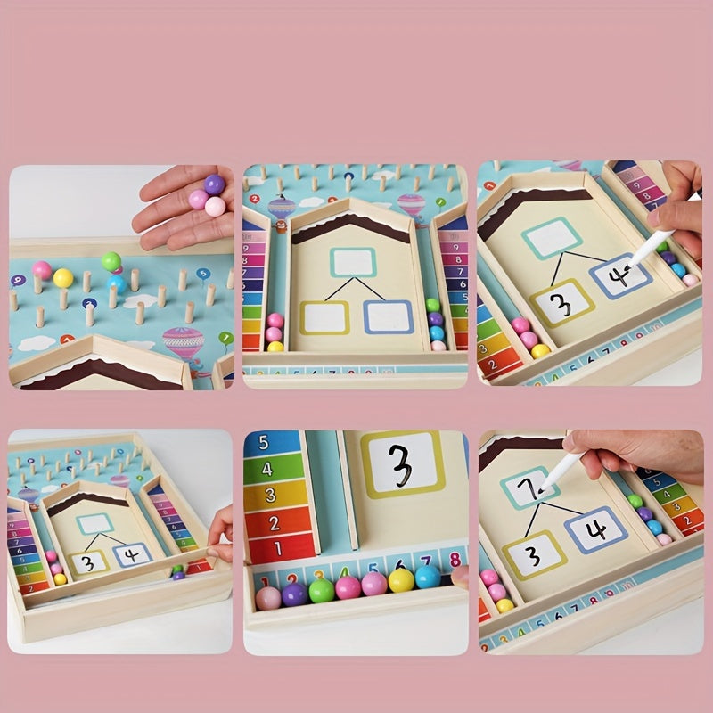 Wooden Number Reading Beads Math Addition Games Learning Activity
