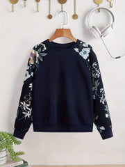Girls' Raglan Floral Print Casual Sweatshirt Top