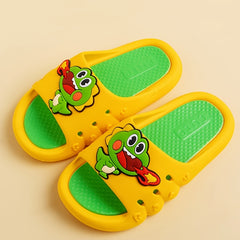 Boys Cartoon Open Toe Slippers, Non Slip Lightweight Indoor Shower Pool Slippers